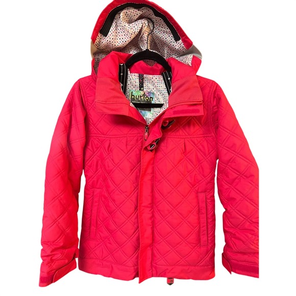 Burton Other - Burton Girls Hot Pink Quilted Snowboard Jacket Hooded Ski Coat Size Medium 10/12